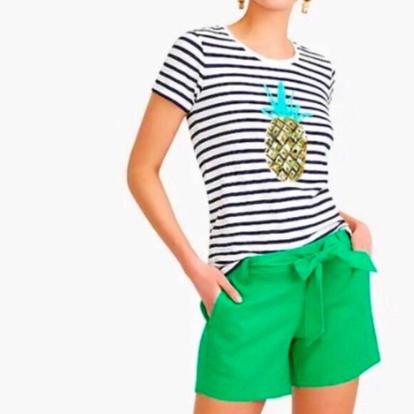 J. Crew Sequin Stripe Pineapple Collector Tee Shirt Size XS EUC - Picture 2 of 10